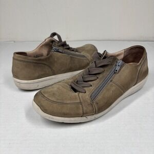 Vionic Abigail Olive Suede Zip Lace Up Sneakers Womens‎ 9.5 Weather Resistant